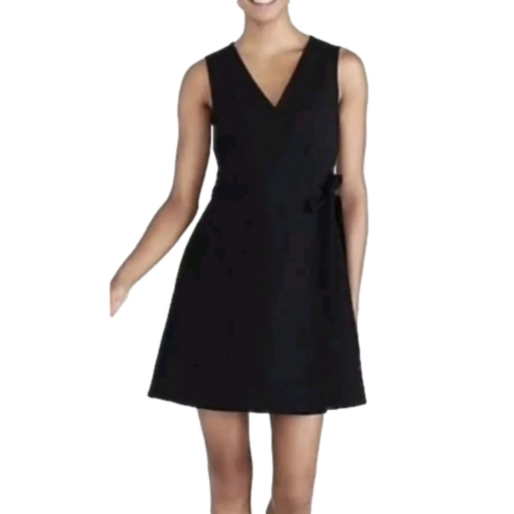 J by J. Crew Little Black Cotton Tied Wrap Dress Size XS Comfort Simple NWOT